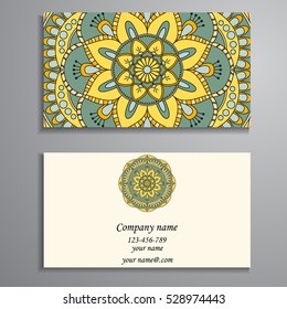 Business Card. Vintage decorative elements. Ornamental floral business cards, oriental pattern, vector illustration. Islam, Arabic, Indian, turkish, pakistan, chinese, ottoman motifs.