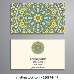 Business Card. Vintage decorative elements. Ornamental floral business cards, oriental pattern, vector illustration. Islam, Arabic, Indian, turkish, pakistan, chinese, ottoman motifs.