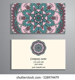 Business Card. Vintage decorative elements. Ornamental floral business cards, oriental pattern, vector illustration. Islam, Arabic, Indian, turkish, pakistan, chinese, ottoman motifs.