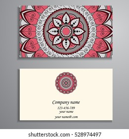 Business Card. Vintage decorative elements. Ornamental floral business cards, oriental pattern, vector illustration. Islam, Arabic, Indian, turkish, pakistan, chinese, ottoman motifs.