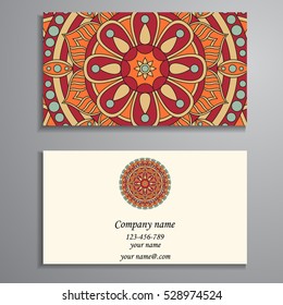 Business Card. Vintage decorative elements. Ornamental floral business cards, oriental pattern, vector illustration. Islam, Arabic, Indian, turkish, pakistan, chinese, ottoman motifs.