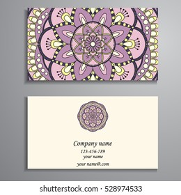Business Card. Vintage decorative elements. Ornamental floral business cards, oriental pattern, vector illustration. Islam, Arabic, Indian, turkish, pakistan, chinese, ottoman motifs.
