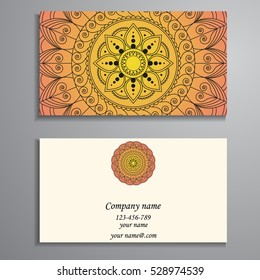 Business Card. Vintage decorative elements. Ornamental floral business cards, oriental pattern, vector illustration. Islam, Arabic, Indian, turkish, pakistan, chinese, ottoman motifs.