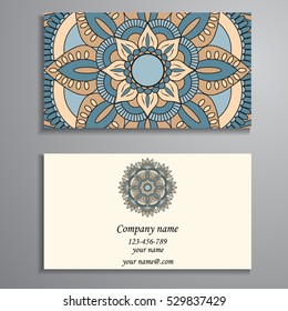 Business Card. Vintage decorative elements. Ornamental floral business cards, oriental pattern, vector illustration. Islam, Arabic, Indian, turkish, pakistan, chinese, ottoman motifs.