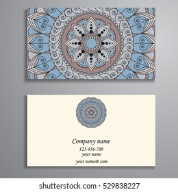 Business Card. Vintage decorative elements. Ornamental floral business cards, oriental pattern, vector illustration. Islam, Arabic, Indian, turkish, pakistan, chinese, ottoman motifs.