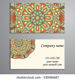 Business Card. Vintage decorative elements. Ornamental floral business cards, oriental pattern, vector illustration. Islam, Arabic, Indian, turkish, pakistan, chinese, ottoman motifs.