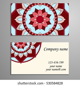 Business Card. Vintage decorative elements. Ornamental floral business cards, oriental pattern, vector illustration. Islam, Arabic, Indian, turkish, pakistan, chinese, ottoman motifs.