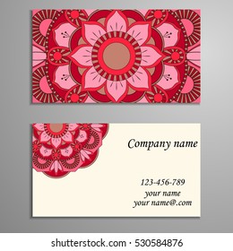 Business Card. Vintage decorative elements. Ornamental floral business cards, oriental pattern, vector illustration. Islam, Arabic, Indian, turkish, pakistan, chinese, ottoman motifs.