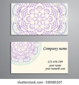 Business Card. Vintage decorative elements. Ornamental floral business cards, oriental pattern, vector illustration. Islam, Arabic, Indian, turkish, pakistan, chinese, ottoman motifs.