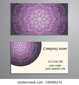 Business Card. Vintage decorative elements. Ornamental floral business cards, oriental pattern, vector illustration. Islam, Arabic, Indian, turkish, pakistan, chinese, ottoman motifs.