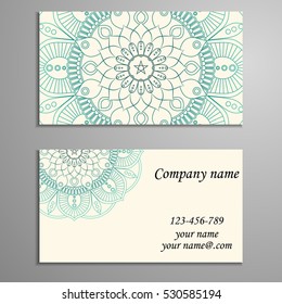 Business Card. Vintage decorative elements. Ornamental floral business cards, oriental pattern, vector illustration. Islam, Arabic, Indian, turkish, pakistan, chinese, ottoman motifs.