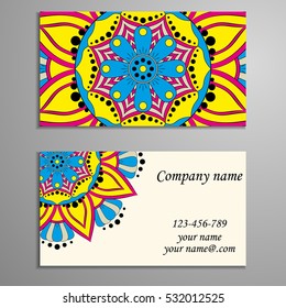 Business Card. Vintage decorative elements. Ornamental floral business cards, oriental pattern, vector illustration. Islam, Arabic, Indian, turkish, pakistan, chinese, ottoman motifs.