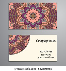Business Card. Vintage decorative elements. Ornamental floral business cards, oriental pattern, vector illustration. Islam, Arabic, Indian, turkish, pakistan, chinese, ottoman motifs.