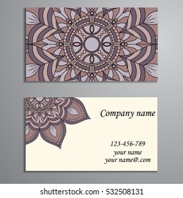 Business Card. Vintage decorative elements. Ornamental floral business cards, oriental pattern, vector illustration. Islam, Arabic, Indian, turkish, pakistan, chinese, ottoman motifs.