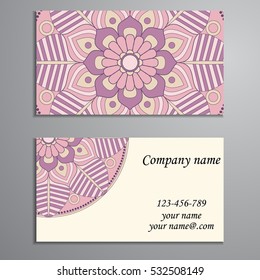 Business Card. Vintage decorative elements. Ornamental floral business cards, oriental pattern, vector illustration. Islam, Arabic, Indian, turkish, pakistan, chinese, ottoman motifs.