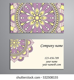 Business Card. Vintage decorative elements. Ornamental floral business cards, oriental pattern, vector illustration. Islam, Arabic, Indian, turkish, pakistan, chinese, ottoman motifs.