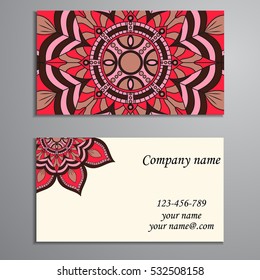 Business Card. Vintage decorative elements. Ornamental floral business cards, oriental pattern, vector illustration. Islam, Arabic, Indian, turkish, pakistan, chinese, ottoman motifs.