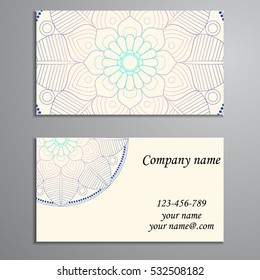 Business Card. Vintage decorative elements. Ornamental floral business cards, oriental pattern, vector illustration. Islam, Arabic, Indian, turkish, pakistan, chinese, ottoman motifs.