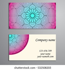 Business Card. Vintage decorative elements. Ornamental floral business cards, oriental pattern, vector illustration. Islam, Arabic, Indian, turkish, pakistan, chinese, ottoman motifs.