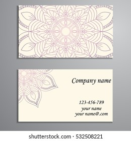 Business Card. Vintage decorative elements. Ornamental floral business cards, oriental pattern, vector illustration. Islam, Arabic, Indian, turkish, pakistan, chinese, ottoman motifs.