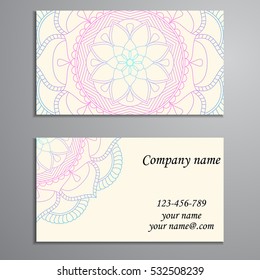 Business Card. Vintage decorative elements. Ornamental floral business cards, oriental pattern, vector illustration. Islam, Arabic, Indian, turkish, pakistan, chinese, ottoman motifs.