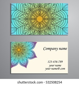 Business Card. Vintage decorative elements. Ornamental floral business cards, oriental pattern, vector illustration. Islam, Arabic, Indian, turkish, pakistan, chinese, ottoman motifs.