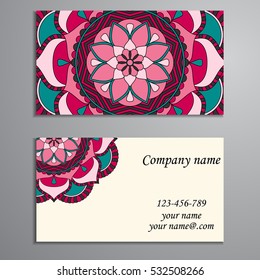 Business Card. Vintage decorative elements. Ornamental floral business cards, oriental pattern, vector illustration. Islam, Arabic, Indian, turkish, pakistan, chinese, ottoman motifs.