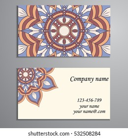 Business Card. Vintage decorative elements. Ornamental floral business cards, oriental pattern, vector illustration. Islam, Arabic, Indian, turkish, pakistan, chinese, ottoman motifs.