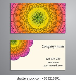 Business Card. Vintage decorative elements. Ornamental floral business cards, oriental pattern, vector illustration. Islam, Arabic, Indian, turkish, pakistan, chinese, ottoman motifs.