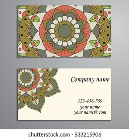 Business Card. Vintage decorative elements. Ornamental floral business cards, oriental pattern, vector illustration. Islam, Arabic, Indian, turkish, pakistan, chinese, ottoman motifs.