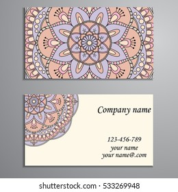 Business Card. Vintage decorative elements. Ornamental floral business cards, oriental pattern, vector illustration. Islam, Arabic, Indian, turkish, pakistan, chinese, ottoman motifs.