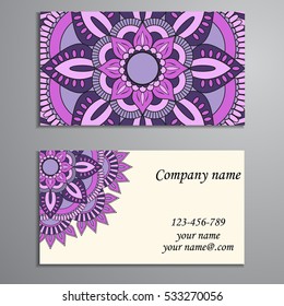 Business Card. Vintage decorative elements. Ornamental floral business cards, oriental pattern, vector illustration. Islam, Arabic, Indian, turkish, pakistan, chinese, ottoman motifs.