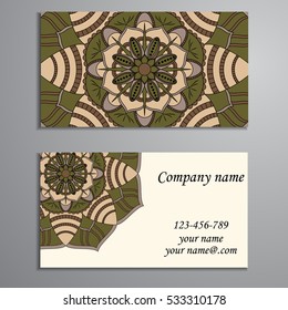 Business Card. Vintage decorative elements. Ornamental floral business cards, oriental pattern, vector illustration. Islam, Arabic, Indian, turkish, pakistan, chinese, ottoman motifs.