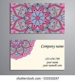 Business Card. Vintage decorative elements. Ornamental floral business cards, oriental pattern, vector illustration. Islam, Arabic, Indian, turkish, pakistan, chinese, ottoman motifs.