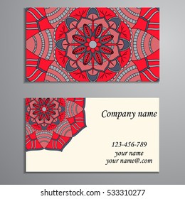 Business Card. Vintage decorative elements. Ornamental floral business cards, oriental pattern, vector illustration. Islam, Arabic, Indian, turkish, pakistan, chinese, ottoman motifs.