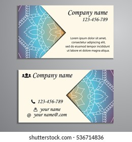 Business Card. Vintage decorative elements. Ornamental floral business cards, oriental pattern, vector illustration. Islam, Arabic, Indian, turkish, pakistan, chinese, ottoman motifs.