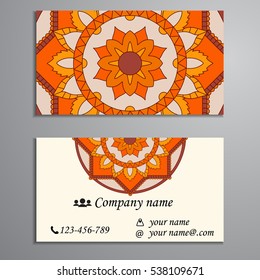 Business Card. Vintage decorative elements. Ornamental floral business cards, oriental pattern, vector illustration. Islam, Arabic, Indian, turkish, pakistan, chinese, ottoman motifs.