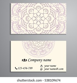 Business Card. Vintage decorative elements. Ornamental floral business cards, oriental pattern, vector illustration. Islam, Arabic, Indian, turkish, pakistan, chinese, ottoman motifs.