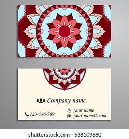 Business Card. Vintage decorative elements. Ornamental floral business cards, oriental pattern, vector illustration. Islam, Arabic, Indian, turkish, pakistan, chinese, ottoman motifs.