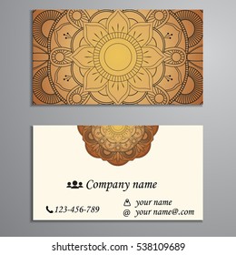 Business Card. Vintage decorative elements. Ornamental floral business cards, oriental pattern, vector illustration. Islam, Arabic, Indian, turkish, pakistan, chinese, ottoman motifs.