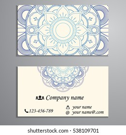 Business Card. Vintage decorative elements. Ornamental floral business cards, oriental pattern, vector illustration. Islam, Arabic, Indian, turkish, pakistan, chinese, ottoman motifs.