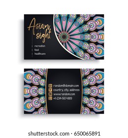 Business Card. Vintage decorative elements. Ornamental floral business cards or invitation with mandala