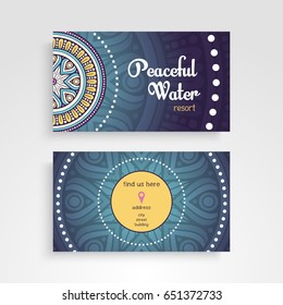 Business Card. Vintage decorative elements. Ornamental floral business cards or invitation with mandala