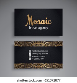 Business Card. Vintage decorative elements. Ornamental floral business cards or invitation with mandala