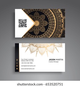 Business Card. Vintage decorative elements. Ornamental floral business cards, oriental pattern, vector illustration