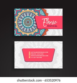 Business Card. Vintage decorative elements. Ornamental floral business cards, oriental pattern, vector illustration