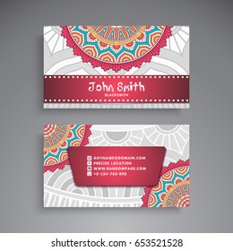 Business Card. Vintage decorative elements. Ornamental floral business cards, oriental pattern, vector illustration