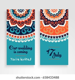 Business Card. Vintage decorative elements. Ornamental floral business cards, oriental pattern, vector illustration