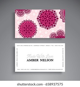 Business Card. Vintage decorative elements. Ornamental floral business cards, oriental pattern, vector illustration