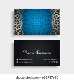Business Card. Vintage decorative elements. Ornamental floral business cards, oriental pattern, vector illustration